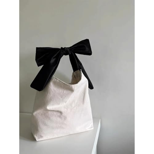 Bow Purse Mini Tote Bag with Large Bowknots Canvas Handle Bow Shoulder Bag Elegant Trendy Handbag Gifts Women3