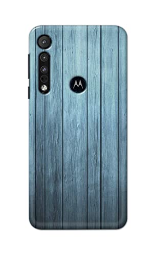 Image of Printed Hard Back Cover Case for Motorola One Macro Back Cover (Wooden Blue) -1302
