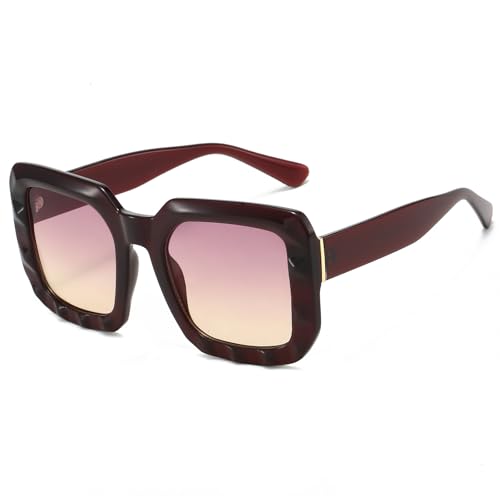 YAMEIZE Cuadradas Gafas de Sol Retro Oversized para Mujeres y