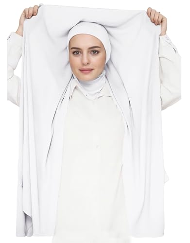Lina & Lily Flowy Chiffon Instant Hijab Scarf Attached Jersey Ninja Undercap Full Coverage for Muslim Women
