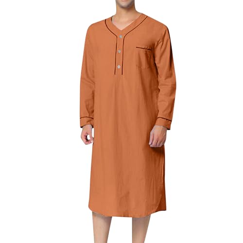 Pyjama homme doux et respirant : chemise de nuit manches longues genou