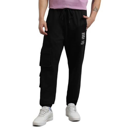 Image of Nobero Joggers for Men | Oversized Fit | Elasticated Waist with Drawcord | Soft & Breathable Fabric | Loose Track Pants | Casual & Streetwear