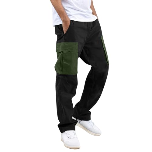 Men's Cargo Pants Elastic Waist Casual Drawstring Joggers Lightweight Pocket Loose Fit Streetwear Outdoor Hiking