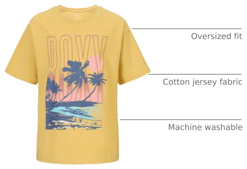 Image of Roxy Girls' Short Sleeve Oversized Fit Logo Tee, Crew Neck Graphic T-Shirt, Soft & Comfortable