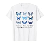 Women In April We Wear Blue Butterfly Autism Mental Health T-Shirt