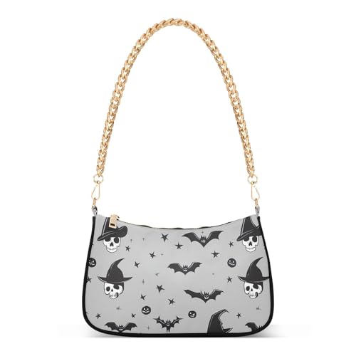 Halloweenbats Shoulder Bag for Women, Handbag with Chain Strap, Soft Purse Tote Bag for Ladies