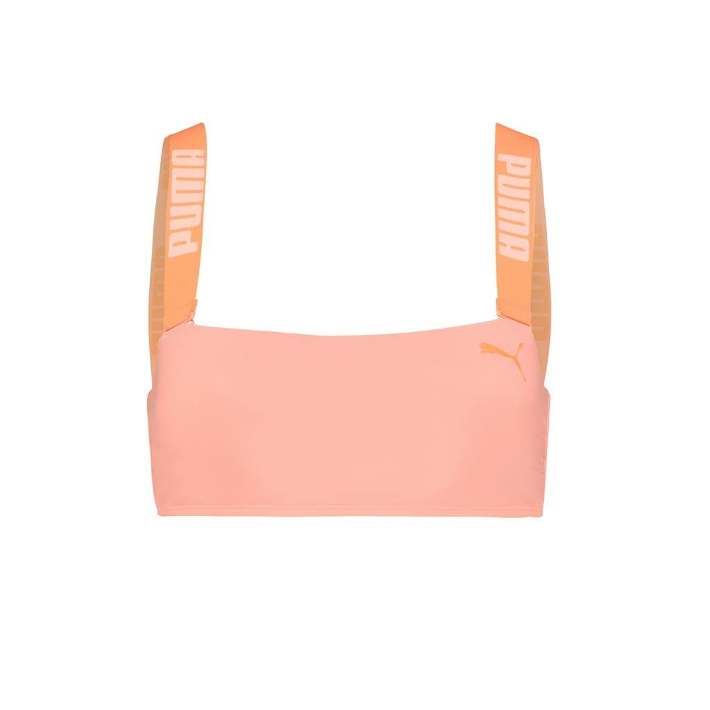 PUMA Women's Swimwear Bandeau Bikini top, Peach Combo, Medium