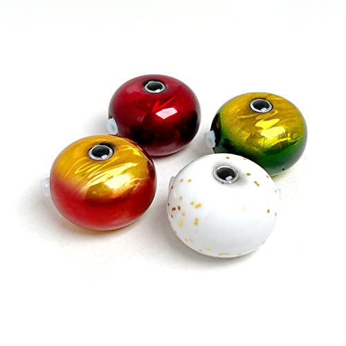 バラ売り(1個) 目玉 カラー 45g 60g 80g 100g 120g 150g 200g (選択制) タングステン タイラバ (97%含有) Bakstorm バクスト Strike玉 保護チューブ付 鯛ラバ オモリ シンカー (45g, レッド×ゴ