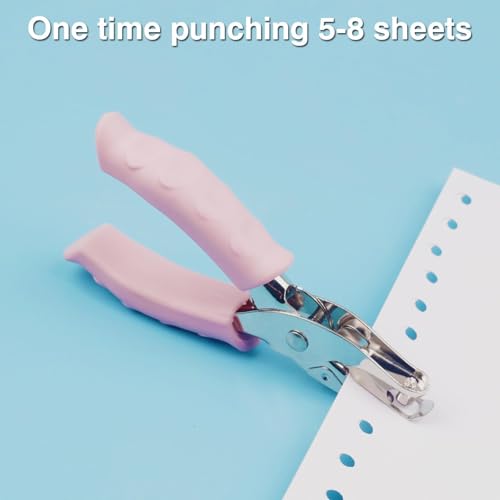 Single Hole Punch, 3mm Handheld Hole Puncher Small Metal Circle Hole Punch With Soft Grip Handle Mini Paper Punch for DIY Crafts Notebooks Invoices Cards Gift Tags Home School Office