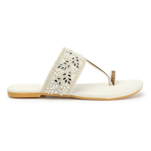 Naitik Women's Kolapuri Stylish Flat Sandals, Chappals for Party & Occasions 3 to 8 Sizes