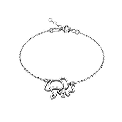 Pulsera de elefante de plata para niños con cadena ajustable