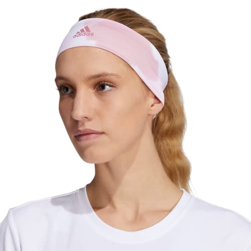 Adidas Alphaskin 2.0 Print Headband, Wonder Mauve-Clear Pink Color Wash/Trace Maroon Purple, One Size #TOP4
