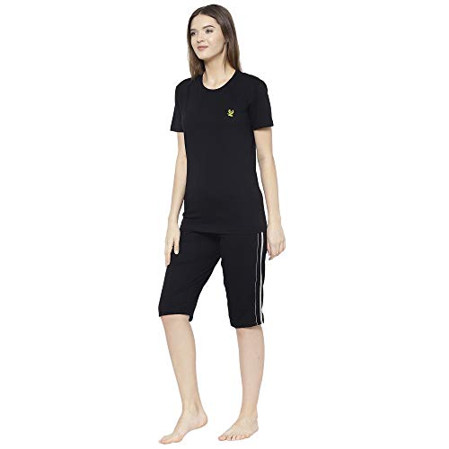 Image of Mack Jonney Regular Fit Cotton Blend Women's Capris Set Night Suits (Pack of 2-MACK633577)