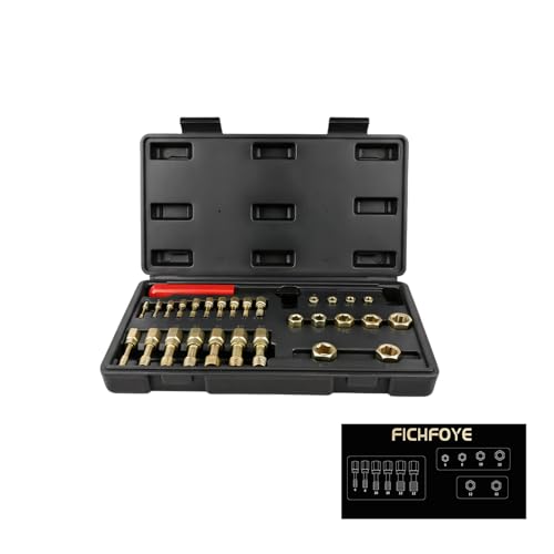 FICHFOYE 15-Piece Metric Thread Chaser & Restorer Tool Set M6-M12 Rethreading Repair Kit for Automotive Fastener Maintenance