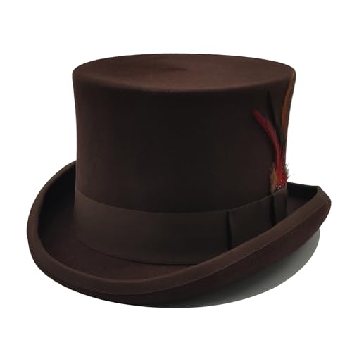 Image of Wool Top Hat for Men Women Topper Hat Mens Tall Tophat Christmas Costume
