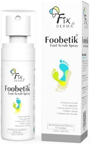 Fixderma Foobetik Foot Scrub Spray with Lactic Acid | 30 sec Foot Facial Spray | Foot Scrubber for Dead Skin | Callus Remover Spray | Heel Scrubber for Feet|Instantly Smooth & Soft Feet - 50ml