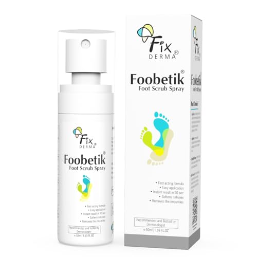 Fixderma Foobetik Foot Scrub Spray with Lactic Acid | 30 sec Foot Facial Spray | Foot Scrubber for Dead Skin | Callus Remover Spray | Heel Scrubber for Feet|Instantly Smooth & Soft Feet - 50ml