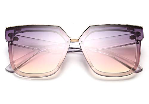 FEISEDY Fashion Women Men Sunglasses Square Frame Metal Shape Nesting Lenses B25952