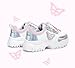 LUCKY STEP Kids Chunky Sneakers Fashion Platform Walking Tennis Shoe Sparkly Butterfly Faux Leather Elastic No-tie Laces School Shoes for Girls Boys(White,Big Kid 4)