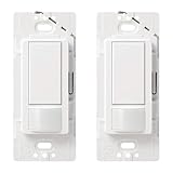 Lutron Maestro Motion Sensor Light Switch for Bathroom, Garage, Laundry Room, and Closet, for Any Light Bulbs, Occupancy and Vacancy Sensor, No Neutral Req, MS-OPS5MH-WH-2, White, 2 Count