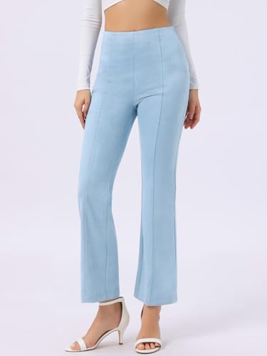 Image of Allegra K Women's Faux Suede Pants Business Casual Wide Legs Bell Bottom Flared Trousers