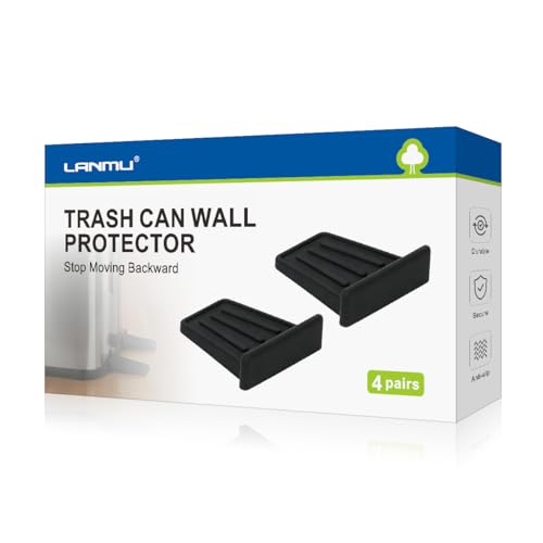Image of LANMU Upgraded Wall Protector Behind Trash Can for Heavy Duty Trash Can, 4 Pcs Silicon Garbage Can Bumper, Wall Spacer Garbage Bin for Round & Square Waste Baskets, Stop Moving Backward