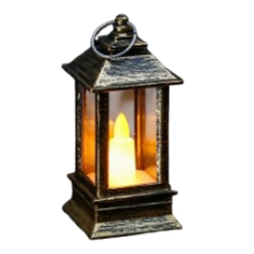 Farol decorativo vintage con luz LED de vela, funciona con pilas, faroles colgantes para interiores y exteriores, fiesta de cumpleaños, decoración de boda (marrón)