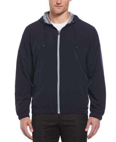 Perry Ellis Men's Long Sleeve Full Zip Golf Jacket with Hood