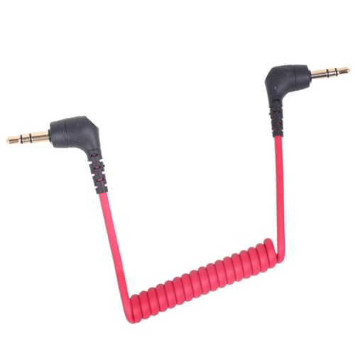 KASFDBMO Câble TRS mâle 3,5 mm pour microphone Rode SC2 mâle vers mâle spiralé à ressort coudé à droite Connexion appareil photo téléphone TRS vers câble TRS