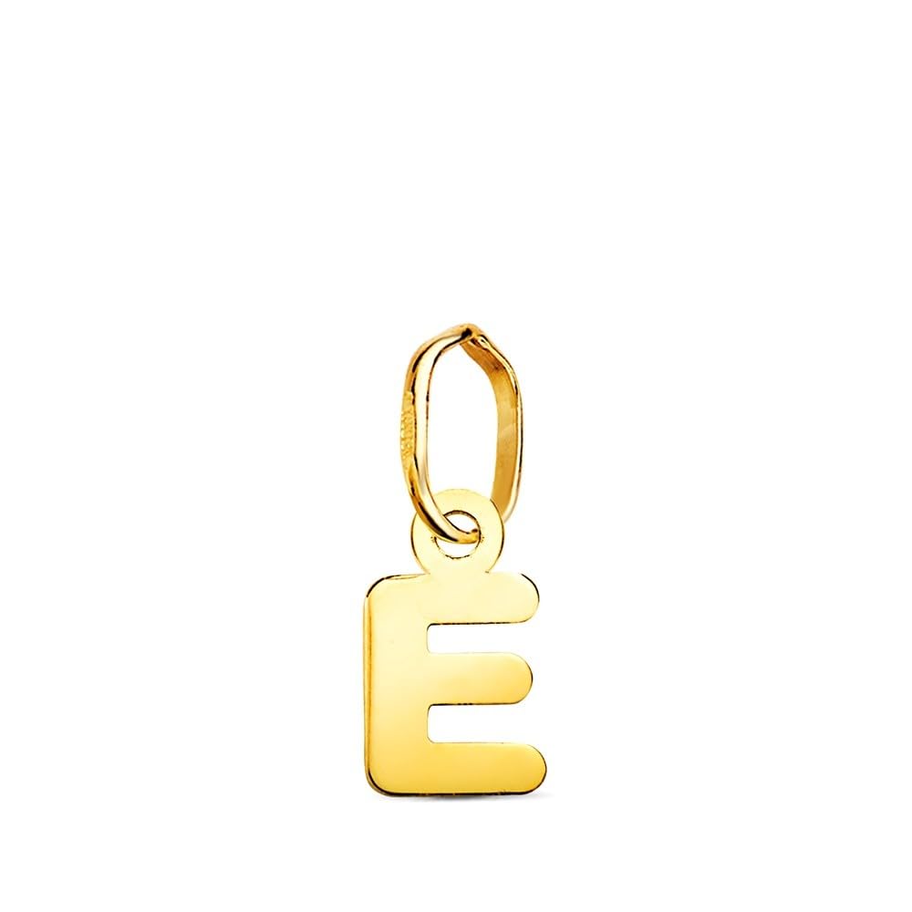 Colgante letra E en oro de 18k joya con inicial con brillo liso 4