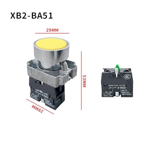 Botón pulsador momentáneo de reinicio automático e interruptor cabeza plana XB2-BA42 7