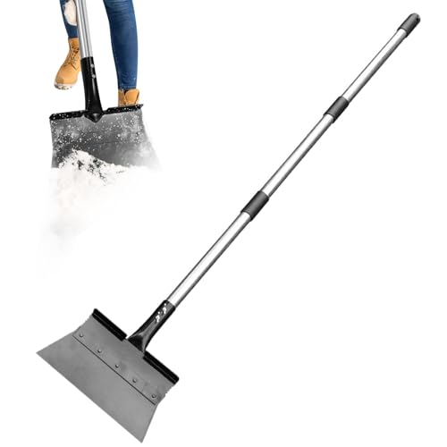 Pala de nieve, pala plana para paisajismo,Rascador de nieve resistente para patio - Pala de eliminación de nieve ajustable, raspador multifuncional para nieve y hielo de carretera con mango para n