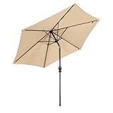 Angel Living 250 cm aluminium tuinparasol met zwengel kantelmechanisme, zonnescherm UV 50+ (beige)