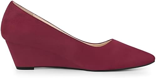 Allegra K Women's Pointy Toe Slip on Wedge Heel Burgundy Pumps 8 M US | Image 5