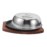 Gatuida 1 Satz Steakplatte Speckpfanne Campingpfannen Gusseisenpfannen Grillplatte Steaktablett Grillpfanne Für Den Außengrill Pizzaofen-zubehörset Camping-pfanne Black Rostfreier Stahl