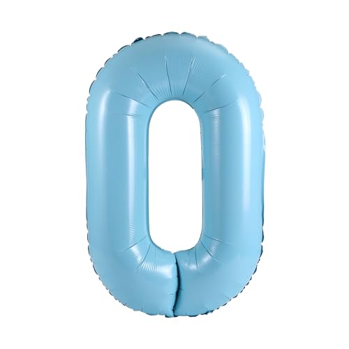Image of YPSelected 32 Inch Large Foil Helium Number Balloon Birthday Wedding Party 0-9 (Baby Blue, 0)
