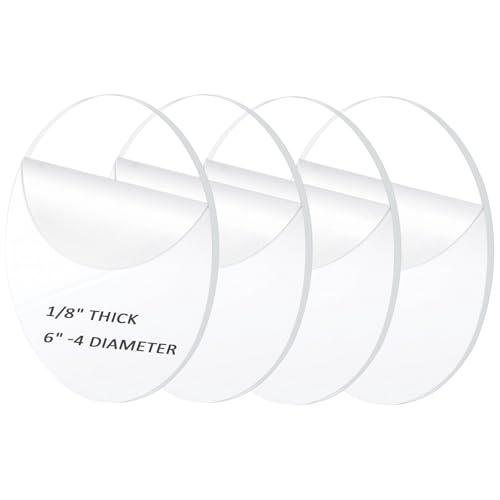 Image of 4 Pieces 1 /8 inch Clear Circle Acrylic Sheet, 6 Inch Diameter Plexiglass Sheet, Round for Cake Discs, Plexiglass Table Top, Acrylic Backdrops and DIY Display Projects Craft