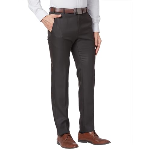 Image of Raymond Slim Fit Poly Viscose Blend Structure Pattern Flat Front Formal Trouser