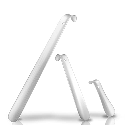 OurTop 3 Stück Schuhlöffel Metall Lang, 41cm & 29cm & 15cm Schuhanzieher aus Metall Stabile Ausführung für Reisen für Schwangere, ältere Menschen Cover