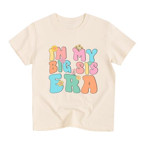 Image of Toddler Girl Big Sister Shirt Pregnancy Announcement T-Shirts Cotton Short Sleeve Tees 2-10 Years