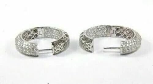 Lab-Created Diamond Huggie Hoop Earrings, 4.50 CT Round Pave, 14k White Gold Finish, Fine Jewelry