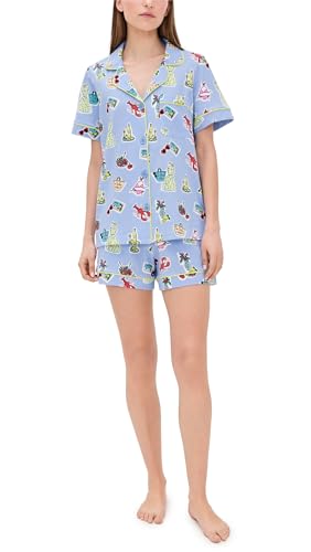 Image of Bed Head PJs Womens Matching Pajamas - Soft Organic Short Sleeve Button Down PJ Shirt & Shorts Set - Sleepwear & Loungewear