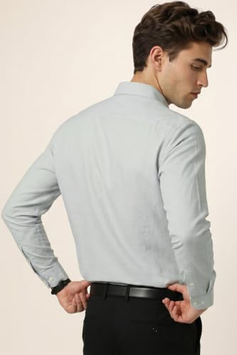 Image of Peter England Men's Classic Solid Full Sleeve Slim Fit Shirt | Wonder Fabric | Cotton Rich | Pin Point Oxford
