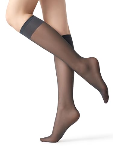 Image of MOOCHI Women's Sheer Knee High Stockings 6 Pairs 20 Denier Nylon Socks