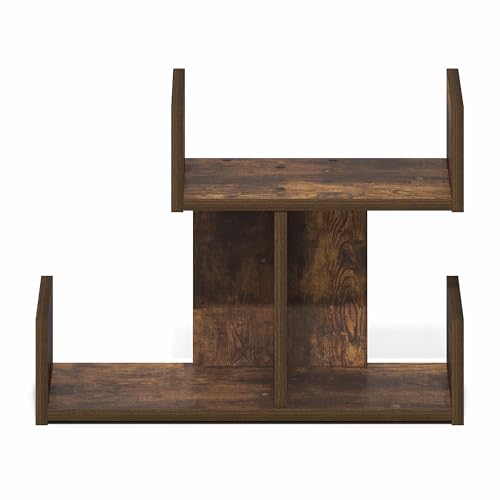 Image of Furinno HERMITE Desk Organizers and Accessories, 2-Tier U-Shape Office Organization Shelf, Desk Top Book Shelf, for Office Supplies, Office Desktop Accessories, Amber Pine