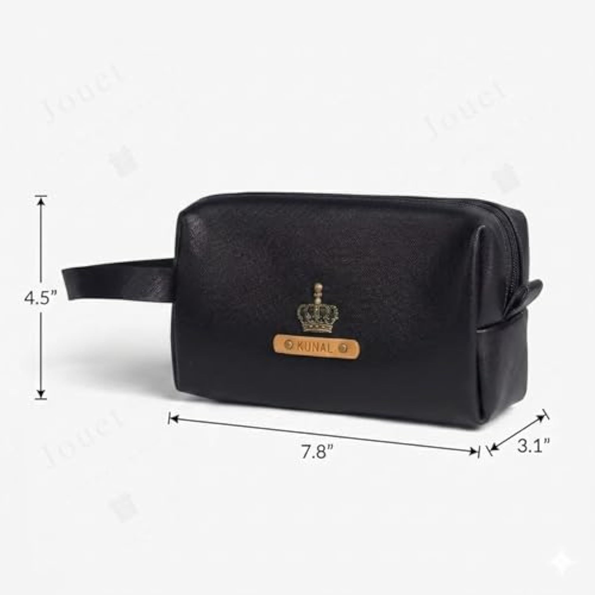 Personalised Large Synthetic Leather Vanity Pouch with Custom Name Plate