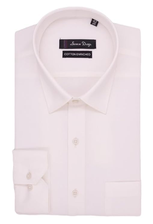 Image of 7-DAYS Men's Premium Formal Shirt - Cotton Rich, Regular Fit, Full Sleeve, with Pocket, Durable & Easy Care - Perfect for Office & Everyday Wear