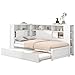 WIZBED Funktionsbett | Stauraumbett | Kinderbett mit Ausziehbett, USB und Bücherregal, Kiefernholz Plattformbett mit Regal, für Kinder, Jungendliche,Weiß 90x200cm(90x190cm) Buch mit günstig Kaufen-WIZBED Funktionsbett | Stauraumbett | Kinderbett mit Ausziehbett, USB und Bücherregal, Kiefernholz Plattformbett mit Regal, für Kinder, Jungendliche,Weiß 90x200cm(90x190cm)