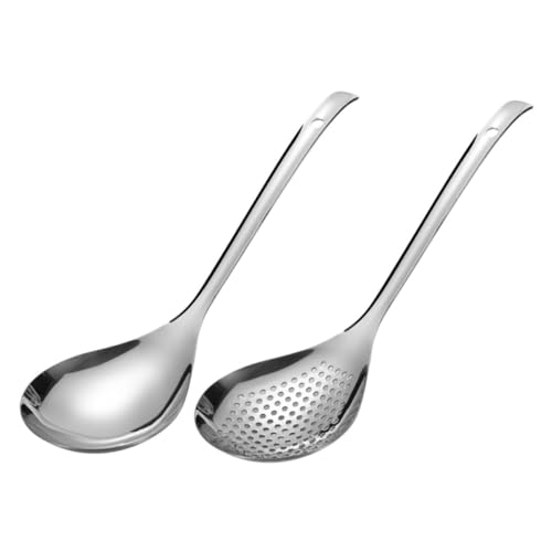 2pcs Skimmer Slotted Spoon Stainless Steel Pasta Strainer Colander Spoon Spider Ladle with Handle for Cooking Oil Filter Pasta Dumplings Hot Pot