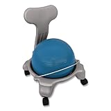 Champion Sports Youth Kid's Exercise Ball Chair: FitPro Balance Ball Chair with Wheels and Back Support for Home or School - Includes Hand Pump - Ages 8 and Older